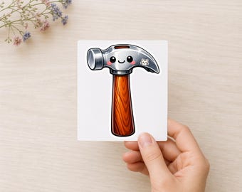 Kawaii Hammer Sticker, Smiling Tool Decal
