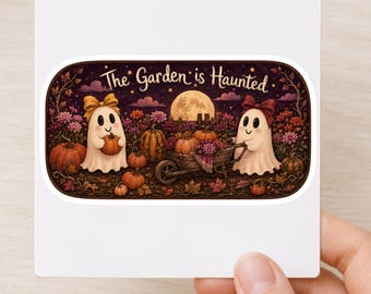 De tuin is spookachtig - spooksticker voor herfsttuinliefhebbers