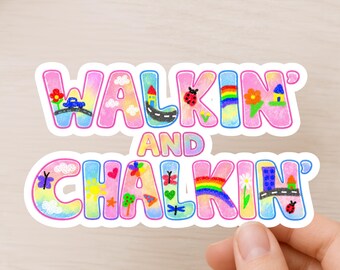 Sticker Walkin' and Chalkin' voor liefhebbers van nostalgische stoepkunst