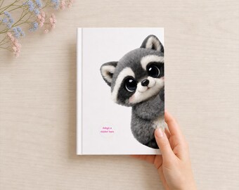 Raccoon Journal , Kawaii Cozy Stationary Notebook