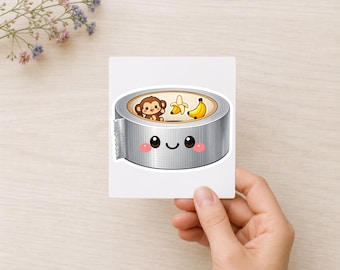 Duct Tape Sticker for Kawaii Monkey and Banana Fans
