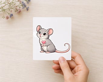 Grijze muissticker, kawaii muissticker