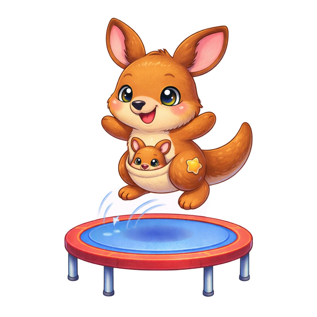 Jumping Kangaroo With Baby Roo Sticker – Trampoline Animal Vinyl Decal ...