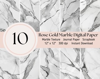 Marble Texture Clipart- 10 marble digital paper pack, Scrapbooking Journal Sheets JPEG Instant Download, Gray White