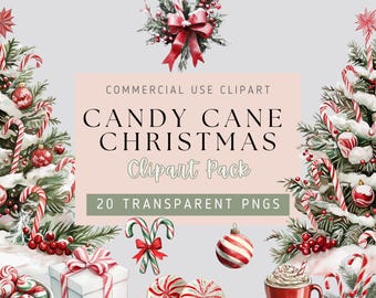 Weihnachten Clipart Zuckerstangen - 20 png Bilder, transparenter Hintergrund, hohe Qualität, rot, weiß