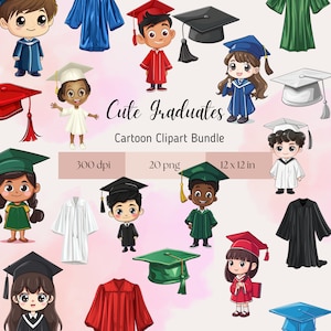 Lindos graduados PNG- Clipart para uso comercial, fondo transparente, arte de la pared de la guardería, baby shower, imágenes prediseñadas de cumpleaños