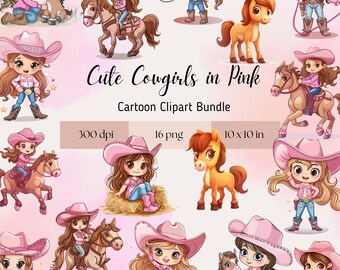 Jolie cow-girl en rose PNG - rodéo, clipart Western pour un usage commercial, fond transparent, art mural chambre d'enfant, baby shower, clipart anniversaire