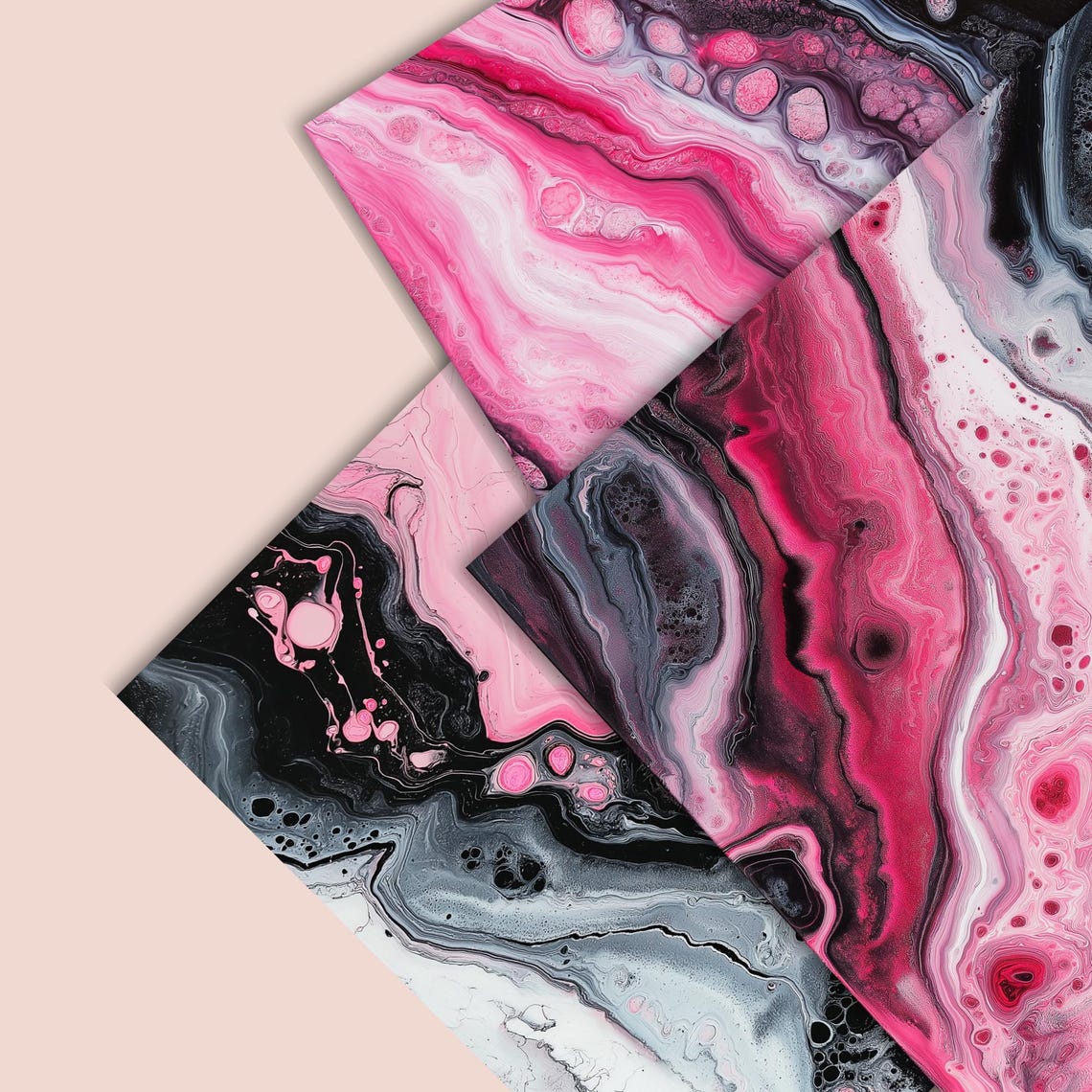 Pink and Black Dot Digital Paper - 12 Pack Acrylic Pour Patterns ...
