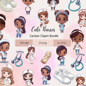 Niedliche Krankenschwestern PNG - Clipart für kommerzielle Nutzung, transparenter Hintergrund, Kunst für Baby, Babyparty, Geburtstag