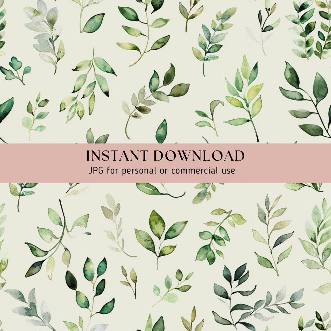 Watercolor Greenery Digital Paper 12 Pack Scrapbooking, Card Making ...