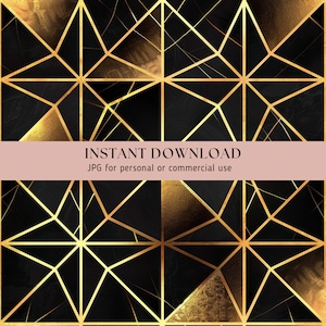 Black and Gold Digital Paper, Luxury, 12 Pack, Scrapbooking Journal ...