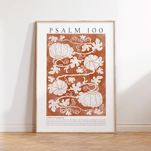Psalm 100 Wandkunst Christian Herbst Dekor Vintage Herbst Druck Kürbis Kunst Orange Schrift Poster Ästhetik Bibel Zitat Printable Faith Decor