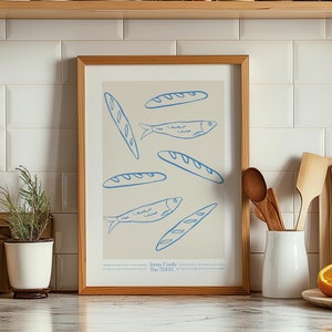 Jesus Feeds the 5000 Fish and Loaves Minimalist Food Print, Aesthetic Modern Christian Art Minimalist Bible Verse Wall Art Biblical Miracle