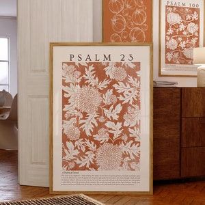 Psalm 23 Wand Kunst Orange Vintage christlicher Druck Blumen Bibel Vers druckbare Kunst Der Herr ist mein Hirte Trendy Jesus Poster Herbst-Wand-Dekor