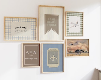 Luchtvaart jongen kinderkamer galerie kunst aan de muur-christelijke bijbelvers Kids prints set van 6 (directe download)