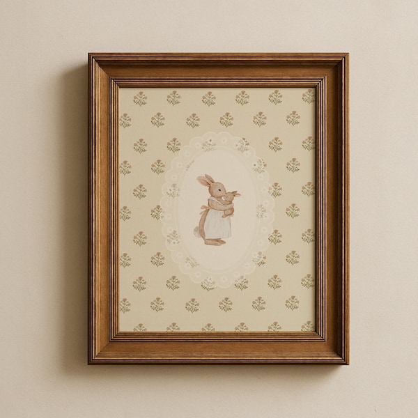 Oeuvre d'art murale vintage pour chambre d'enfant, douce maman et bébé : décoration florale pour chambre de fille de ferme (téléchargement instantané)