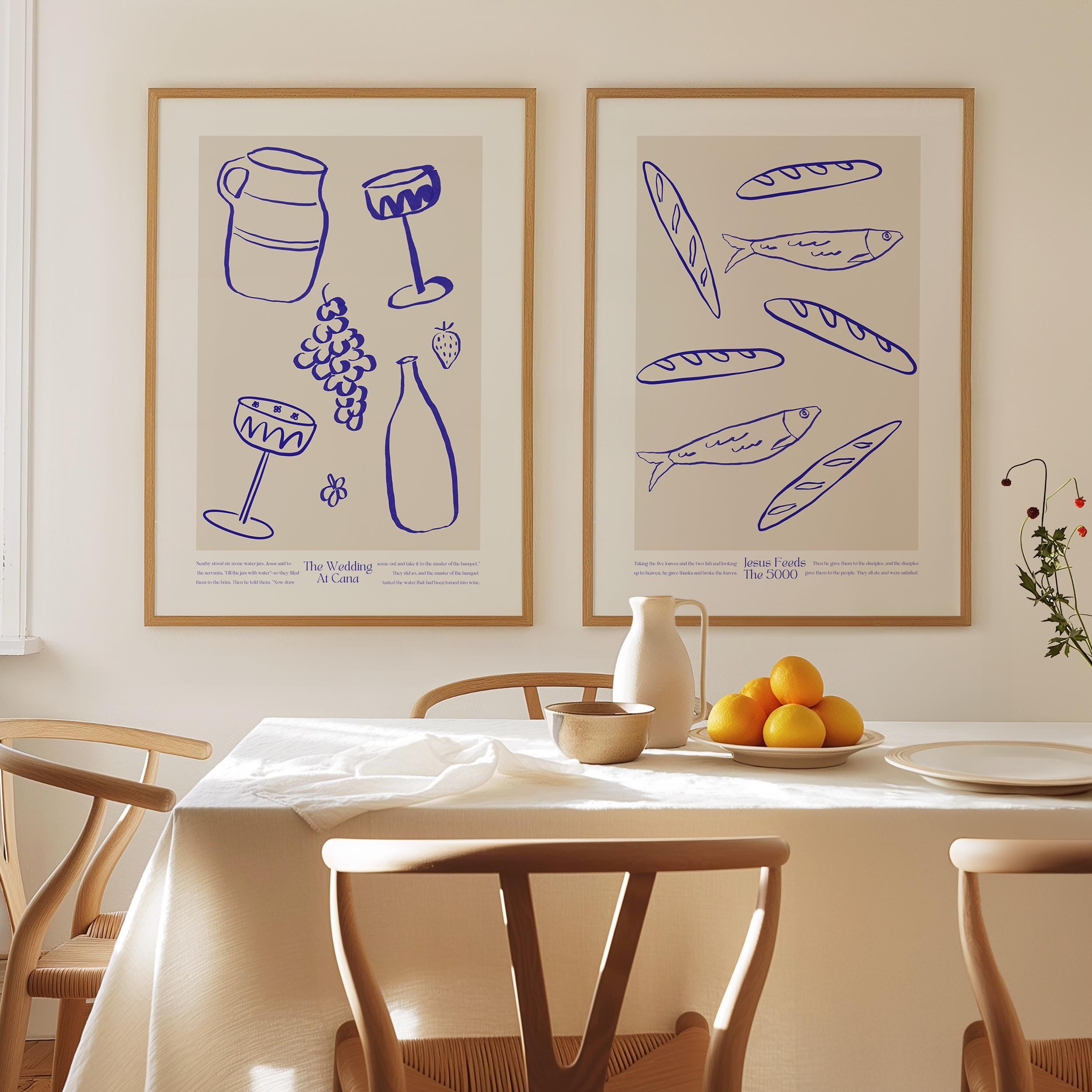 Minimalist Bible Verse Poster Modern Christian Art Set of 2 Simple Food ...