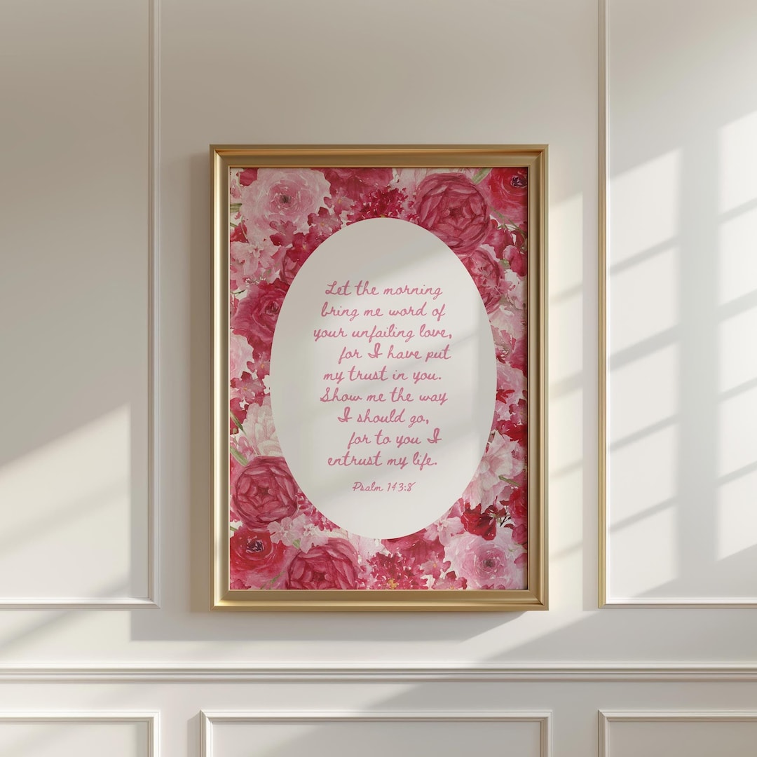 Psalms Bible Verse Print Elegant Christian Wall Art Floral Watercolor ...