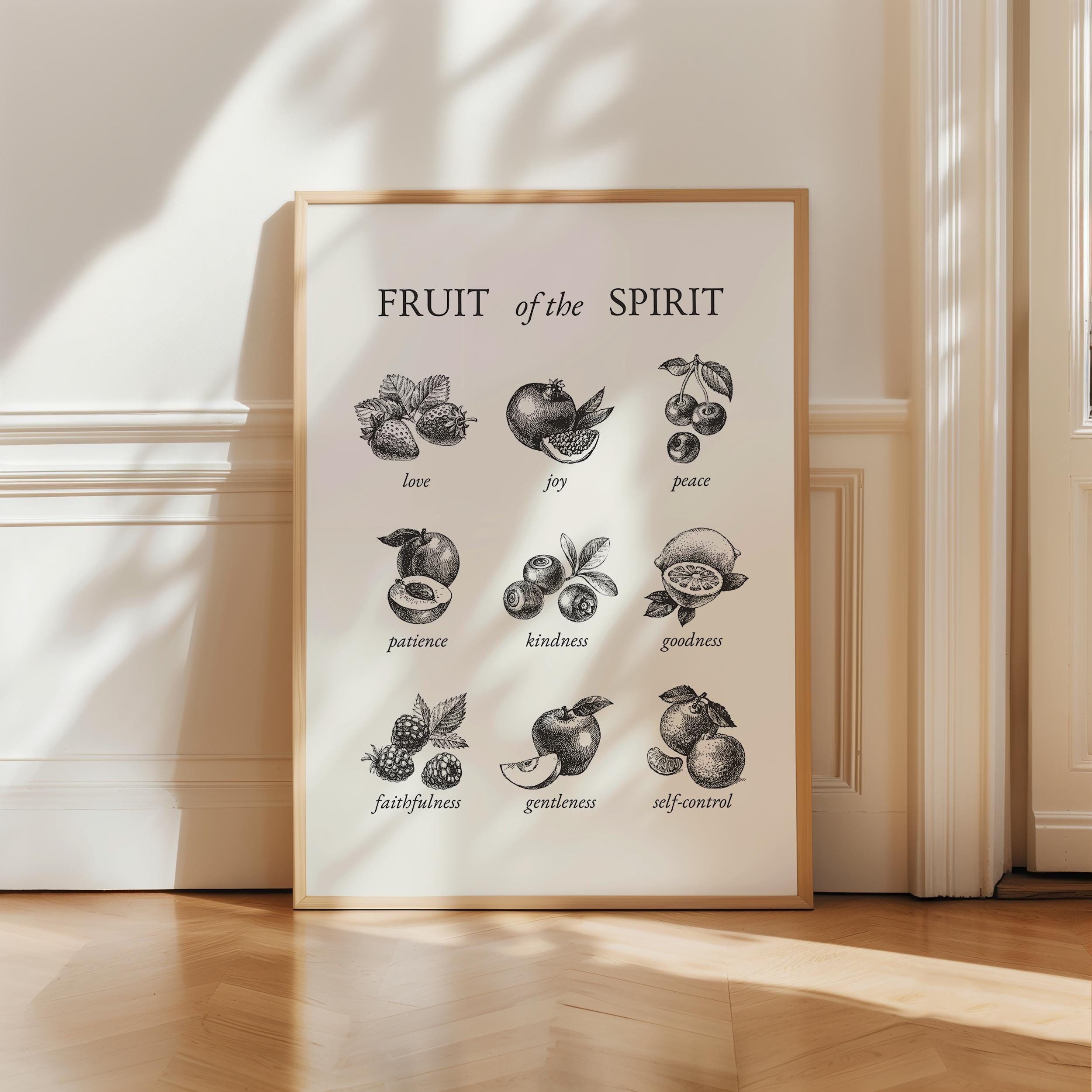 Fruit of the Spirit Vintage Christian Wall Art B&W Modern Scripture ...