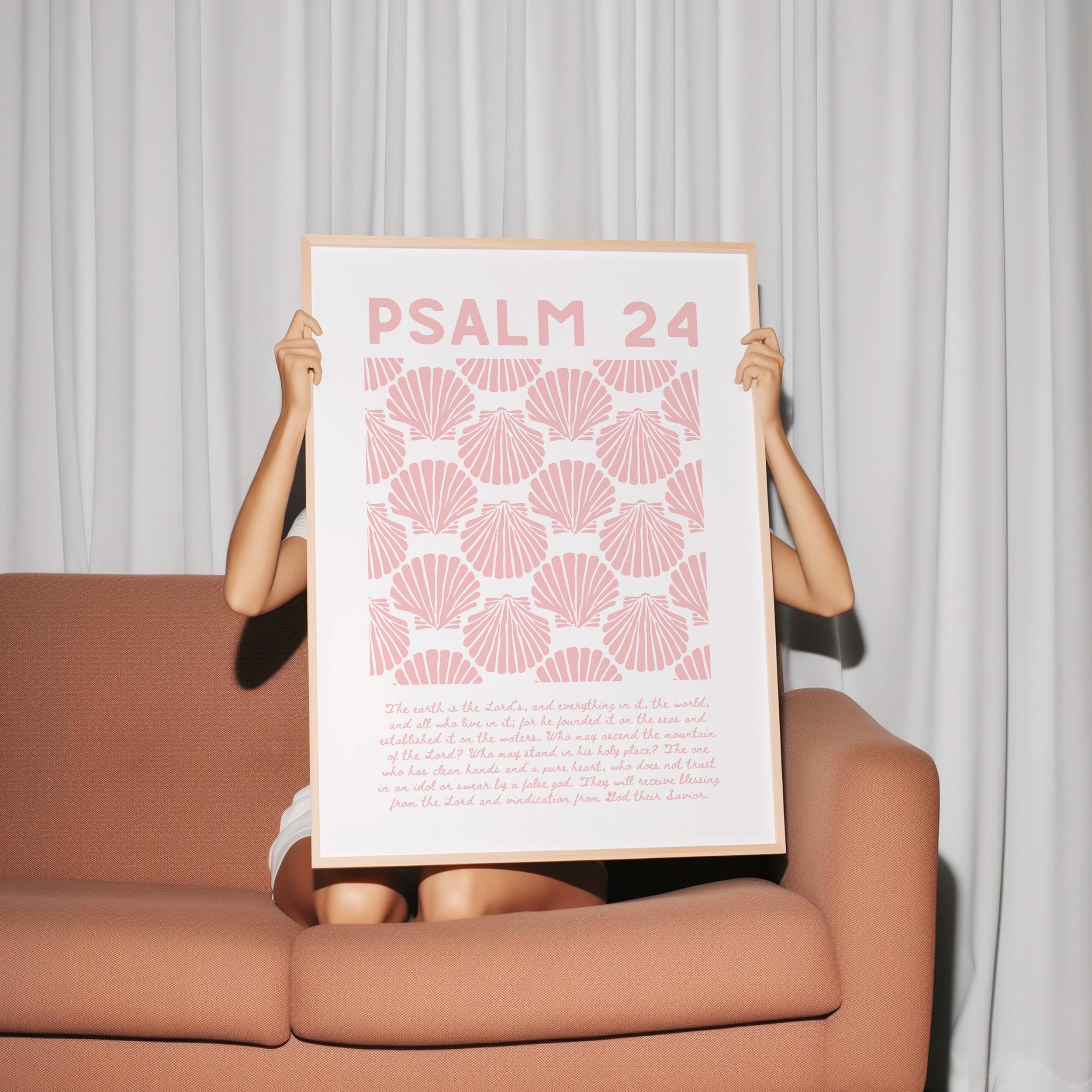 Pink Beachy Bible Verse Wall Art Psalm Scripture Home Decor Modern ...