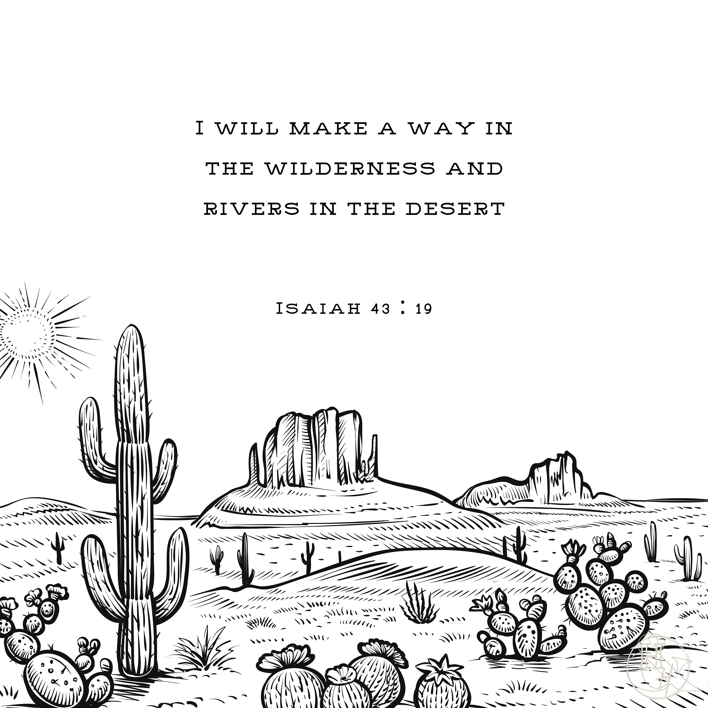 Bible Verse Wall Art Desert Landscape, Modern Western Line Art Print ...