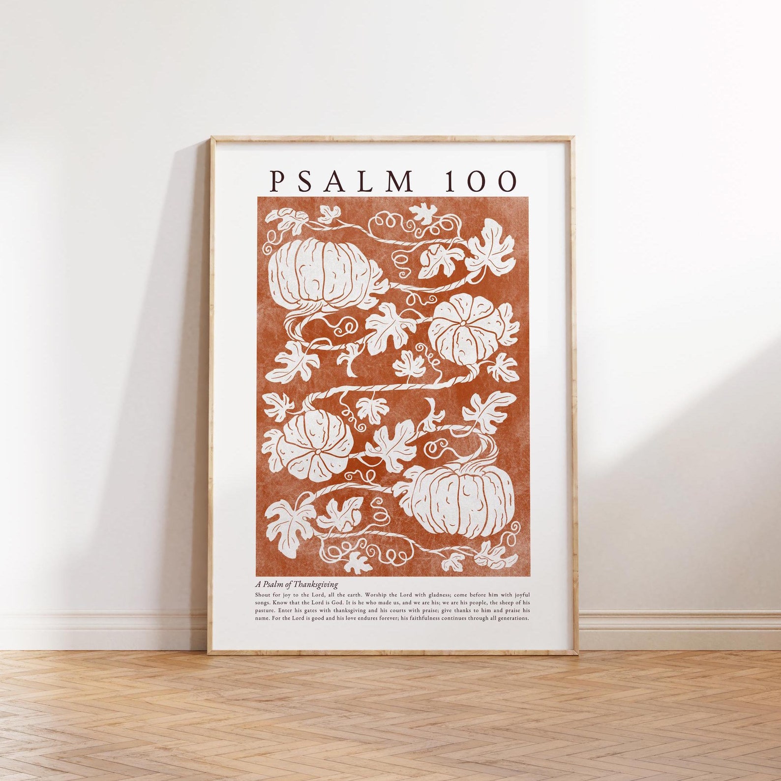 Psalm 100 Wall Art Christian Fall Decor Vintage Autumn Print Pumpkin ...