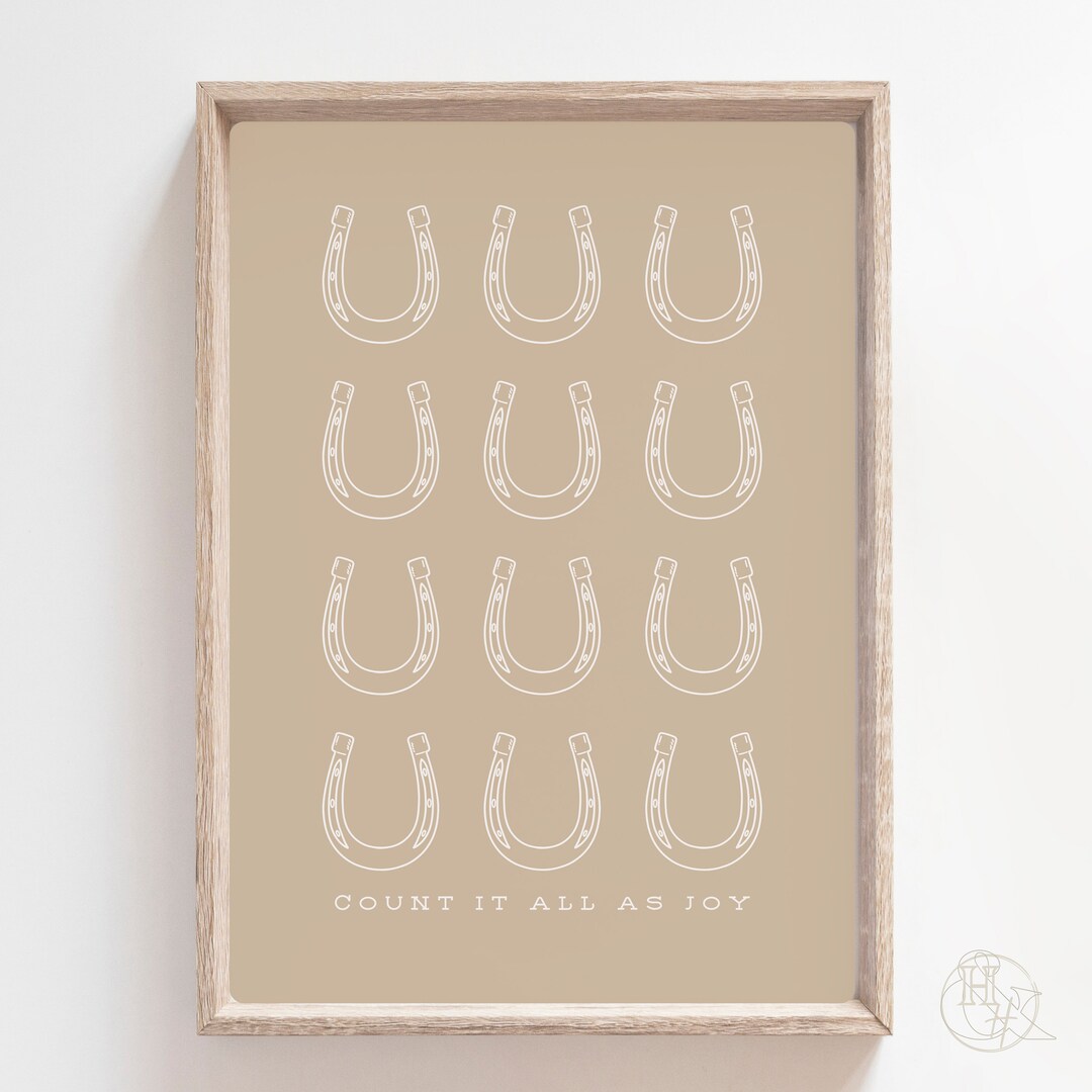 Count It All as Joy Western Horseshoe Poster, Country Christian Print