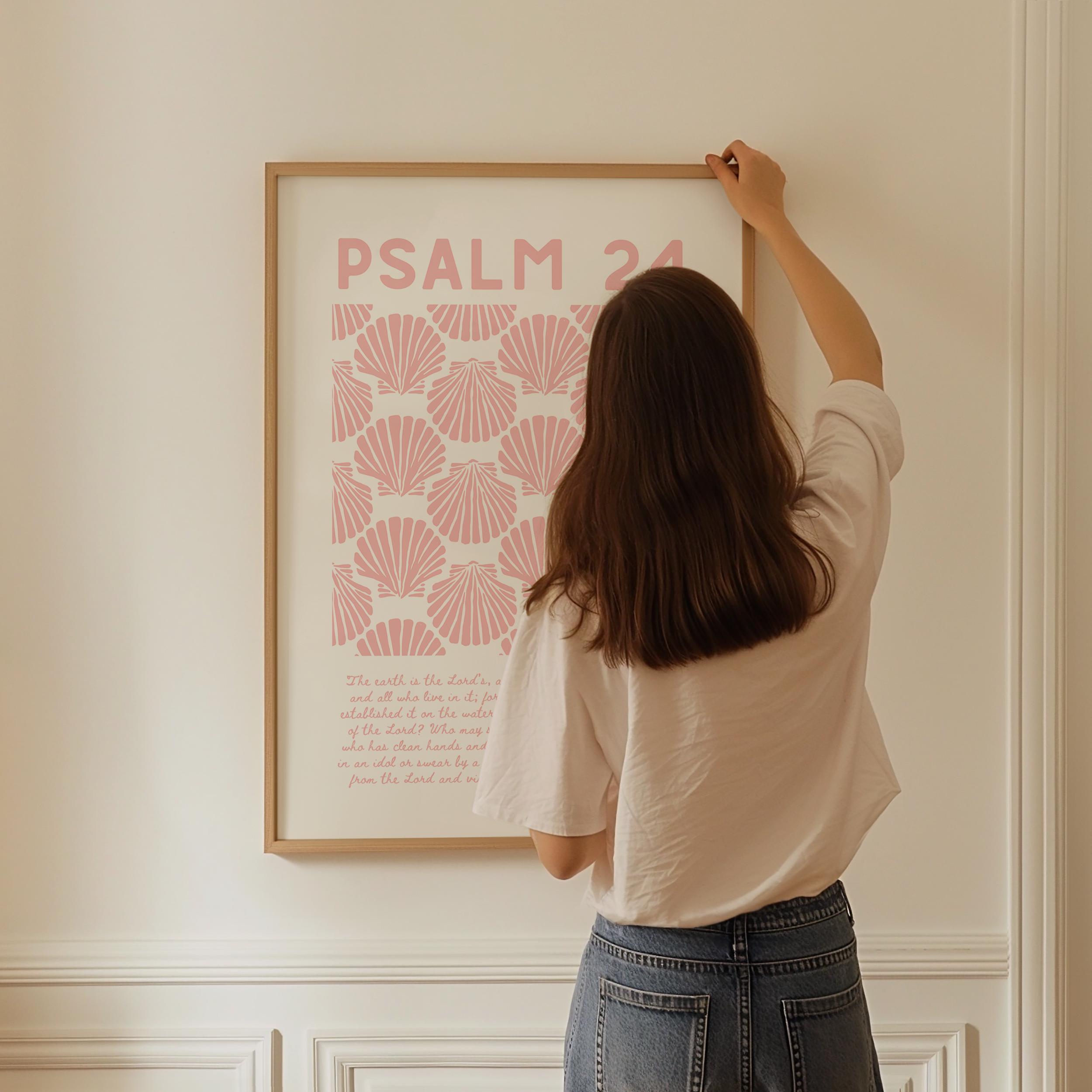 Pink Beachy Bible Verse Wall Art Psalm Scripture Home Decor Modern ...