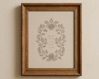 Vintage Christian Artwork Rejoice In The Lord For He Is Good Hand Written Wall Art- Brown Cottagecore Scripture Poster (Instant Download)