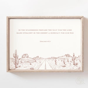 Wild West Bible Verse Print, Desert Highway Christian Line Art for ...