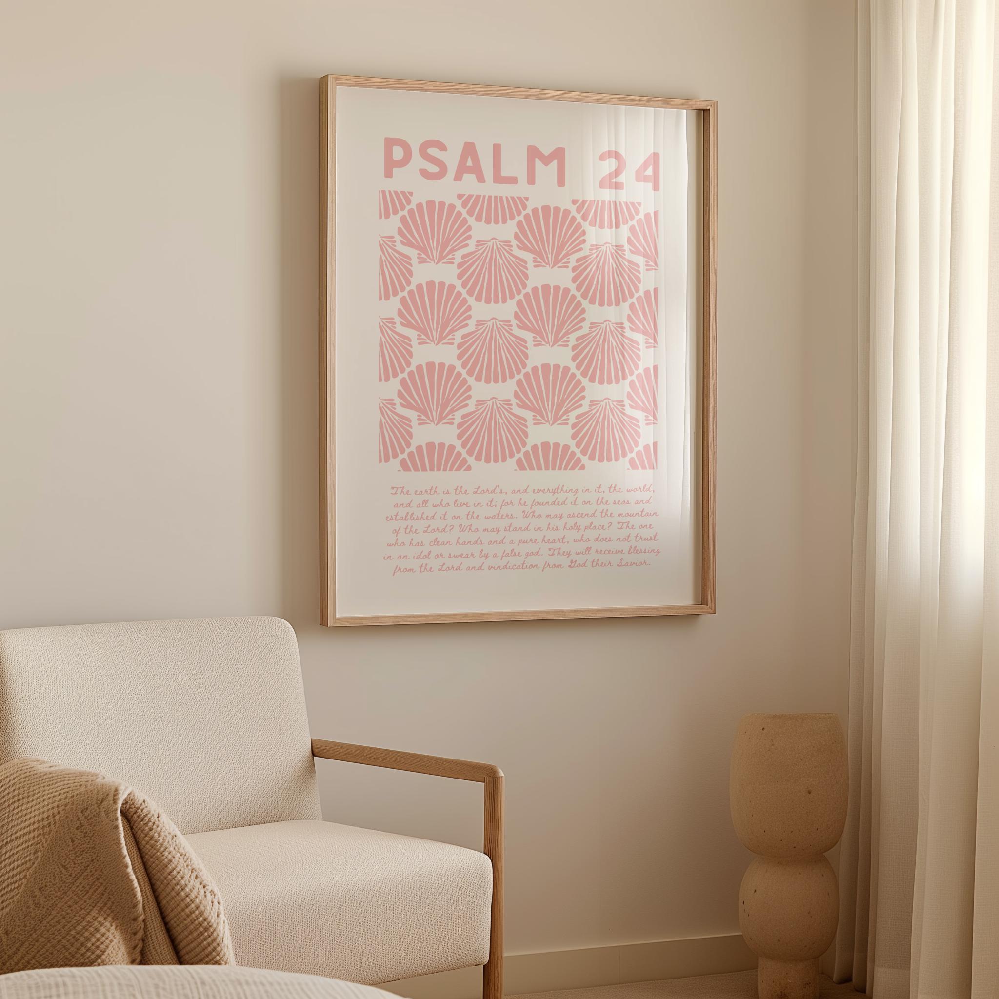 Pink Beachy Bible Verse Wall Art Psalm Scripture Home Decor Modern ...
