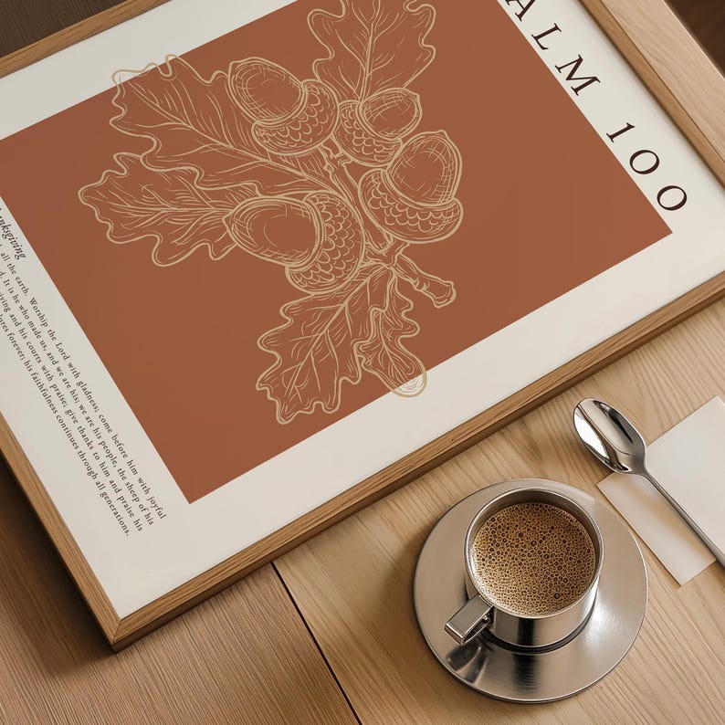 Elegant Fall Decor Minimalist Bible Verse Wall Art Autumn Psalm Poster Jesus Christ Home Decor Burnt Orange Scripture Print Botanical Leaves image 2