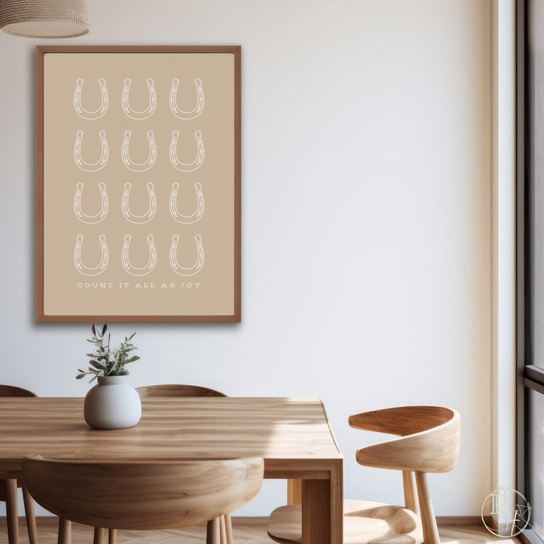 Count It All as Joy Western Horseshoe Poster, Country Christian Print