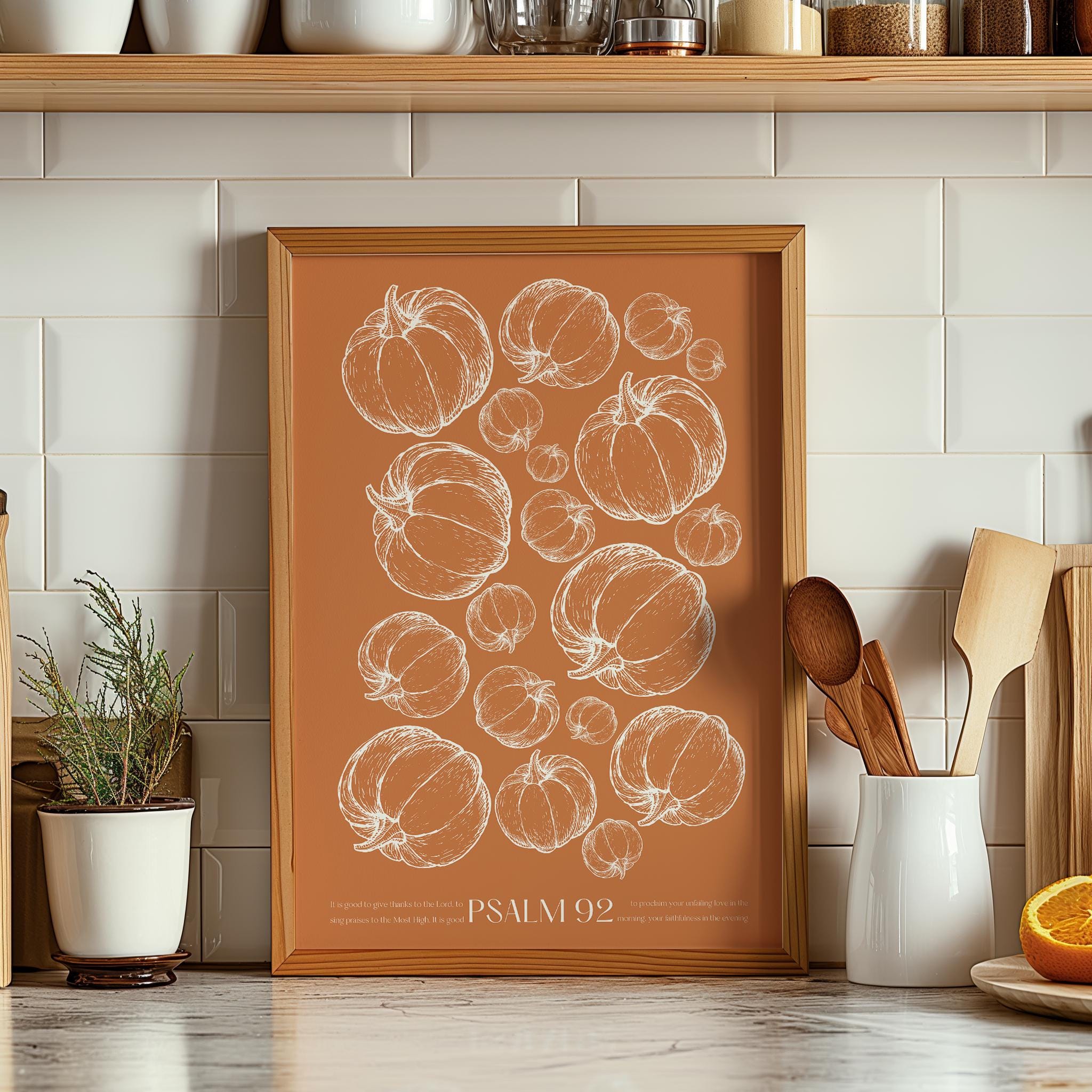 Modern Fall Christian Print Autumn Home Decor Pumpkin Wall Art Biblical ...