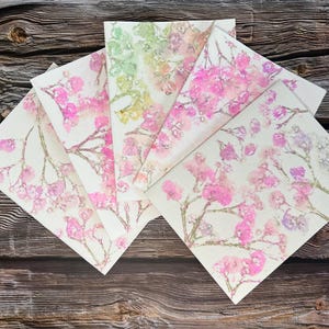 Cartões de saudação de flores da primavera | Flores marteladas | Cartões de Páscoa | Cartões de dia das mães | Cartões artesanais (pacote com 5)