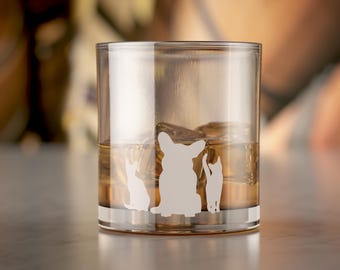 Custom Pet Silhouette Whiskey Glass: Personalized Dog & Cat Rocks Glass