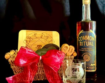 Philadelphia Phillies Mini Gift Basket • Etched Glassware, Slate Coasters