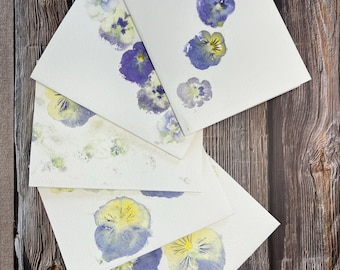 B GRADE / Biglietti d'auguri con fiori pastello / Fiori martellati / Biglietti fatti a mano (confezione da 5)
