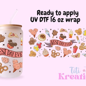UV Dtf wrap | Physisches Produkt | Bester Tag überhaupt wickeln | Theme Park Snacks UV DTF |Bereit zum Auftragen des Warenkorbs |