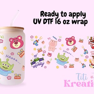 UV Dtf wrap | Physisches Produkt | Toy Story Verpackung| Spielzeug UV DTF |Bereit zum Anwenden des Wagens |16 oz Libby Cup Wrap.