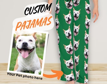 Benutzerdefinierter Pyjama mit Hundefoto, personalisierte Pyjamahose mit Foto, Pyjama für Haustiere, Pyjama mit individuellem Haustierfoto, personalisierter Pyjama für Hunde mit Haustiergesicht