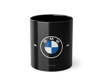 Taza de café BMW negra, 11 oz