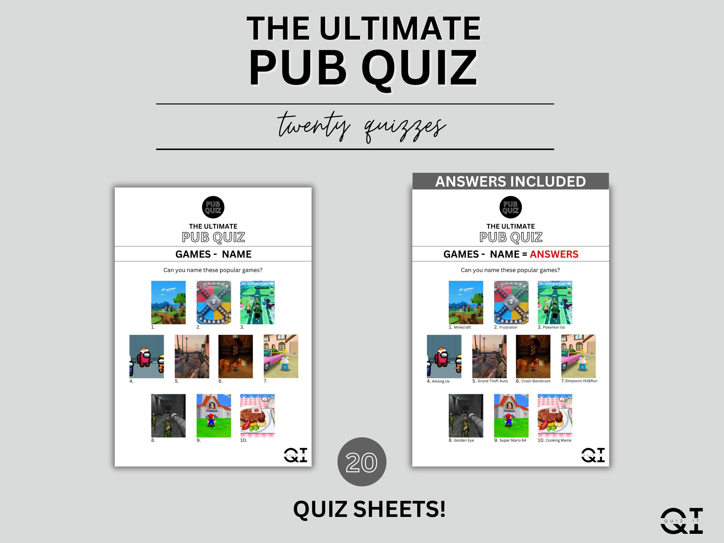 Ultimate Pub Quiz Bundle, 20 Printable Games (digital Download) - Etsy UK