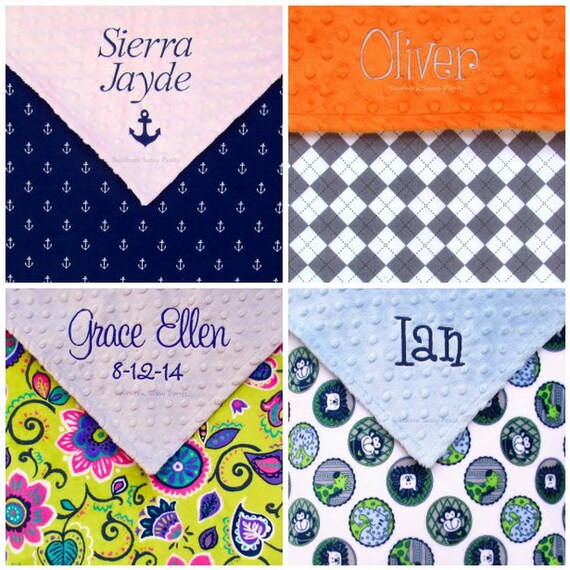 Embroidered Personalized Monogrammed Baby Blanket Stroller Boy Designs