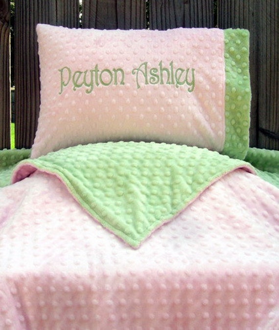 Personalized Toddler Pillow And Blanket Set Minky Pillowcase Etsy