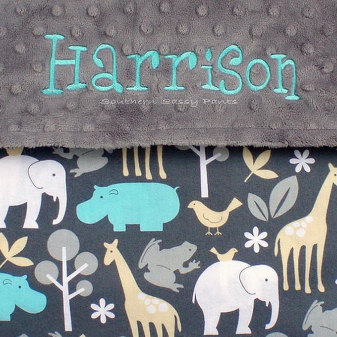 Animal Baby Blanket Personalize Name Gift for Toddler and Etsy