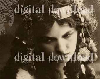 Digital Collage Sheet Instant PRINTABLE digital Download Victorian GYPSY Bohemian Beautiful Woman Vintage victorian Gypsy Witch DArk Art