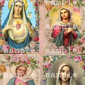 Instant Digital Download Antique Religious Holy Cards Collage Sheet Catholic Altered Art Mixed Media Bestseller