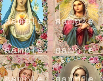 Instant Digital Download Antique Religious Holy Cards Collage Sheet Catholic Altered Art Mixed Media Bestseller