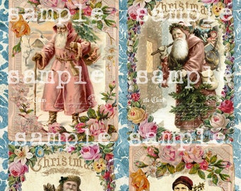 Vintage Christmas Printable Vintage Victorian Santa, Digital Download Collage Sheet, Antique Edwardian Shabby Chic